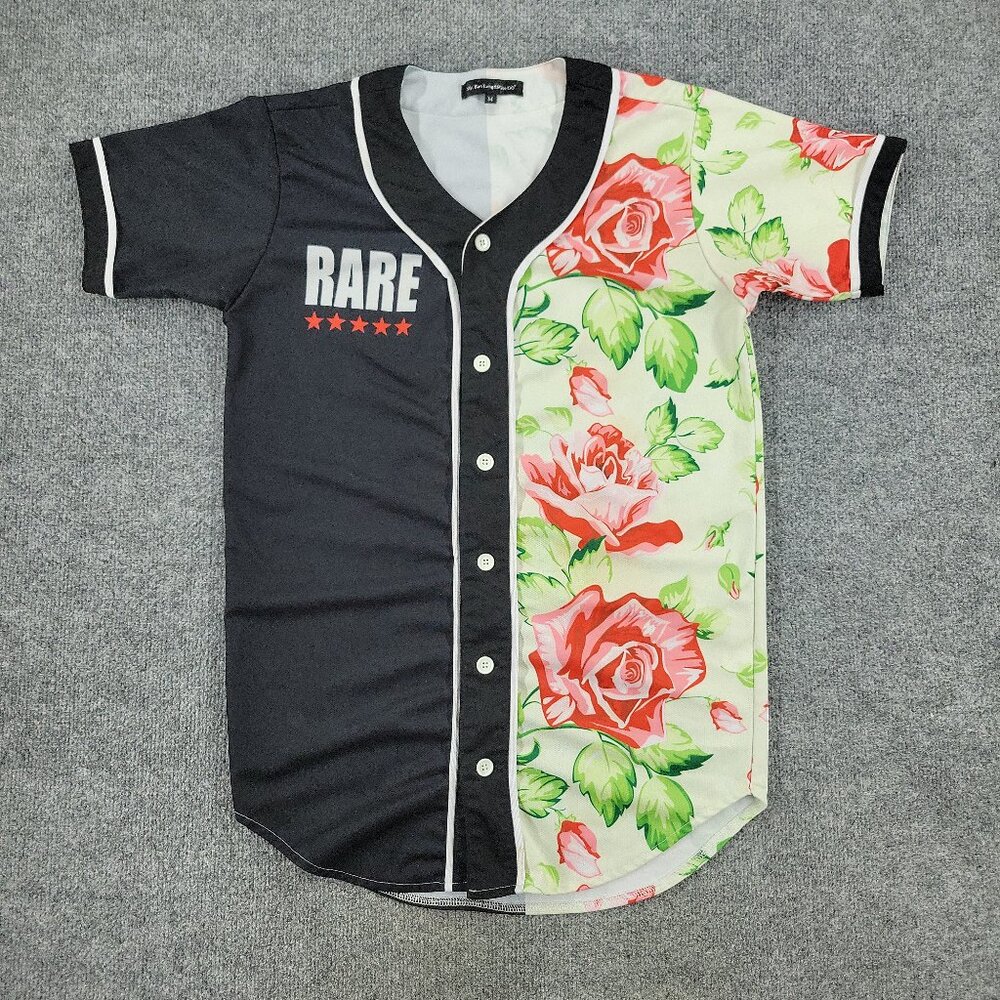 Mr Bao Long & MIss Go Jersey Men's Medium Black Rare Rose Graphic Shor Sleeve